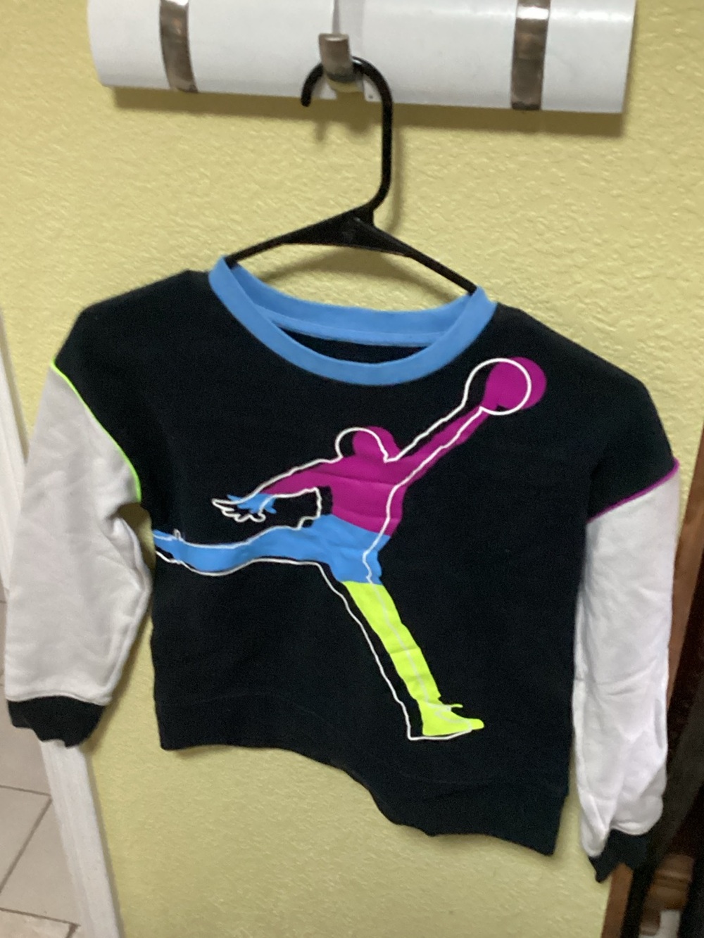 Jordan Kids Black Pullover with Neon Athlete Graphic